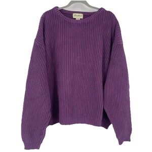 Eddie Bauer Sweater Mens 2XL Tall Purple Heavy Knit Crewneck Vintage